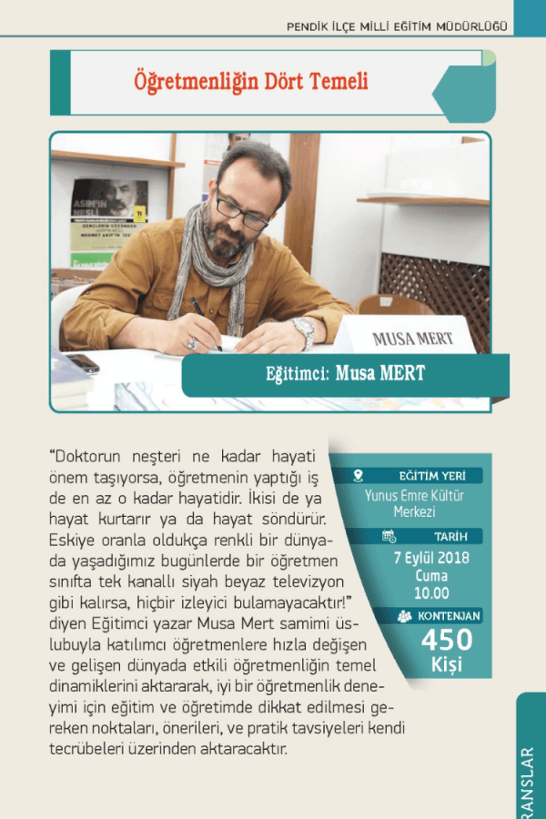 Konferans / Öğretmenliğin Dört Temeli / Pendik - İSTANBUL