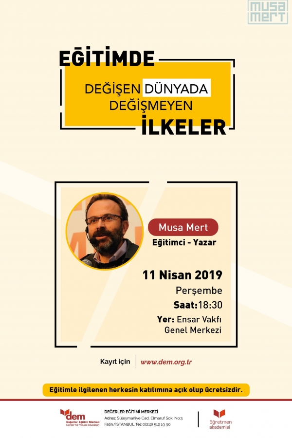 Seminer / Eğitimde -Değişen Dünyada Değişmeyen- İlkeler / Fatih - İSTANBUL